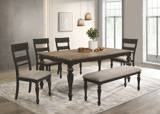 Bridget 6-piece Rectangular Dining Set Charcoal Sand Through