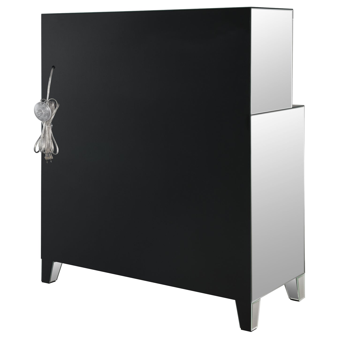 Yvaine 2-door Mirrored Acrylic Home Bar Wine Cabinet Silver