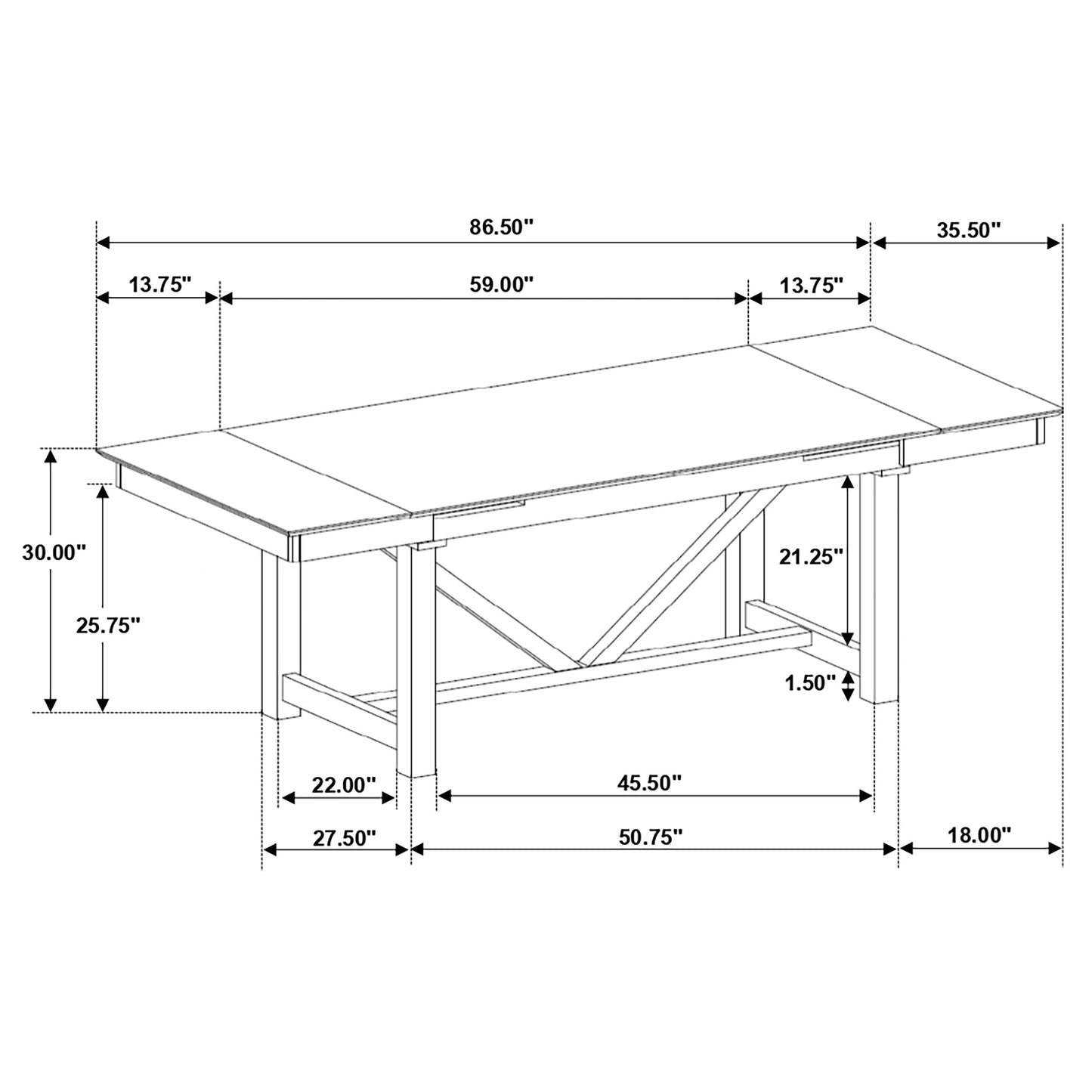 Malia 5-piece Refractory Extension Leaf Dining Table Set Oak