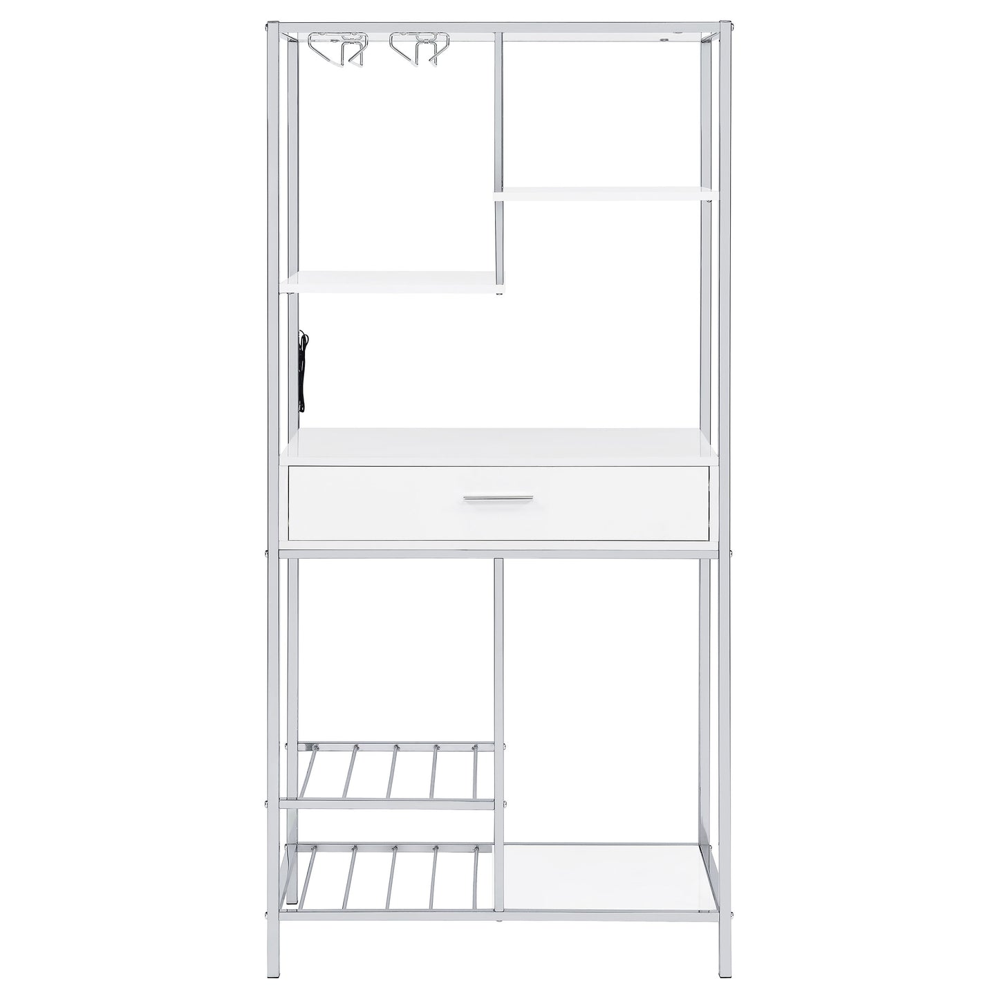 Figueroa 5-shelf LED Wine Storage Bar Cabinet White High Gloss