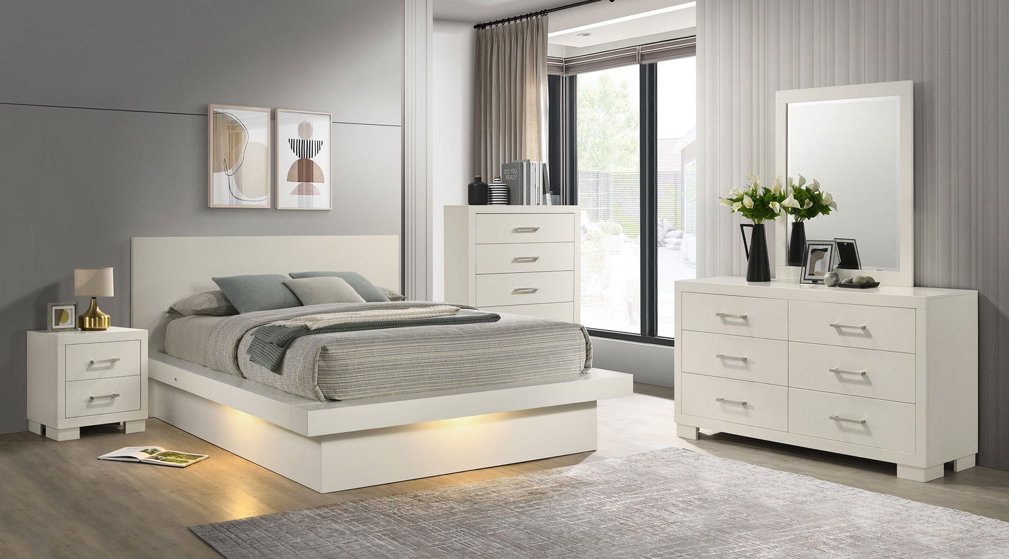 Jessica 5-piece Queen LED Bedroom Set Snow White