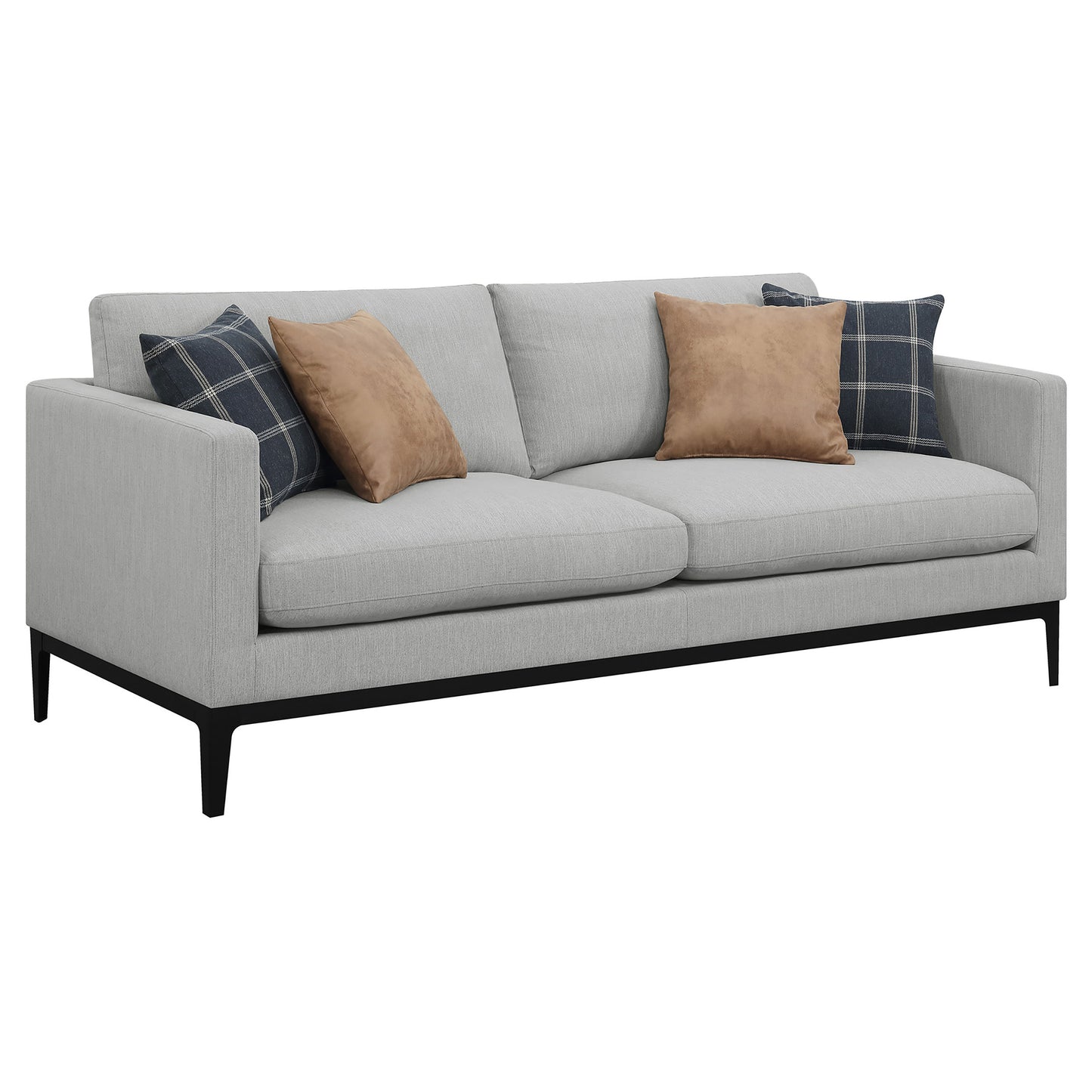 Apperson 2-piece Upholstered Track Arm Sofa Set Light Grey