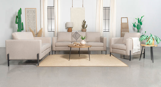 Tilly 3-piece Upholstered Track Arm Sofa Set Oatmeal