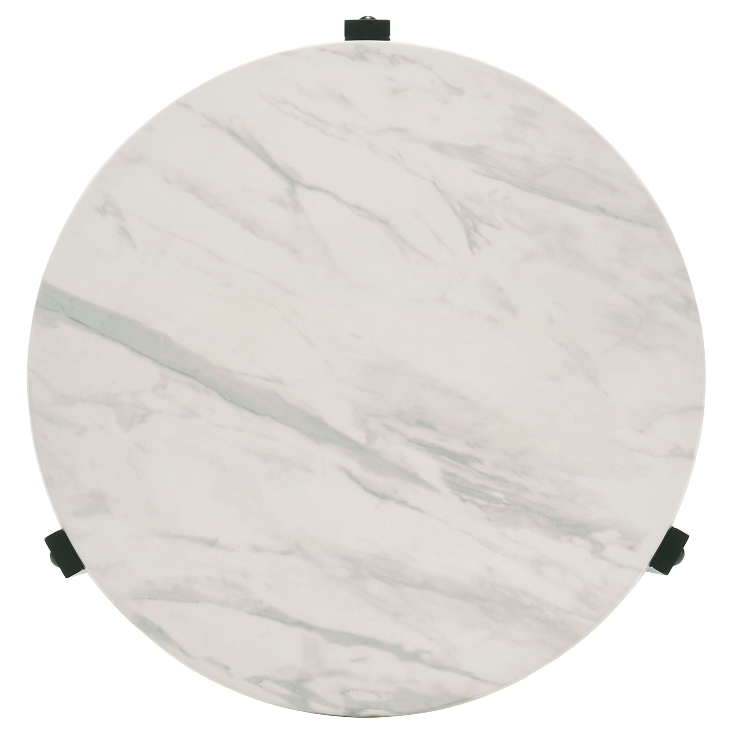 Tandi Round Faux Marble Side End Table White and Black