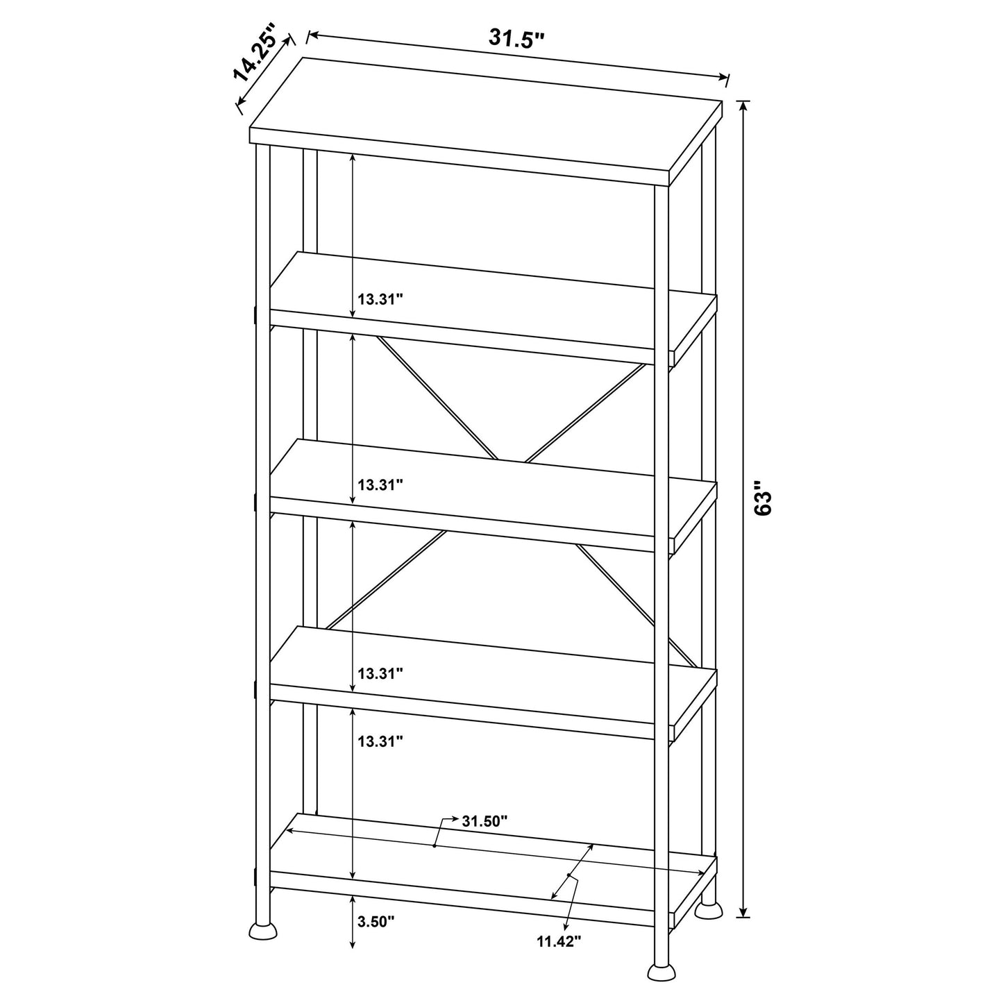 Analiese 2-piece Computer Desk Bookcase Set Rustic Nutmeg