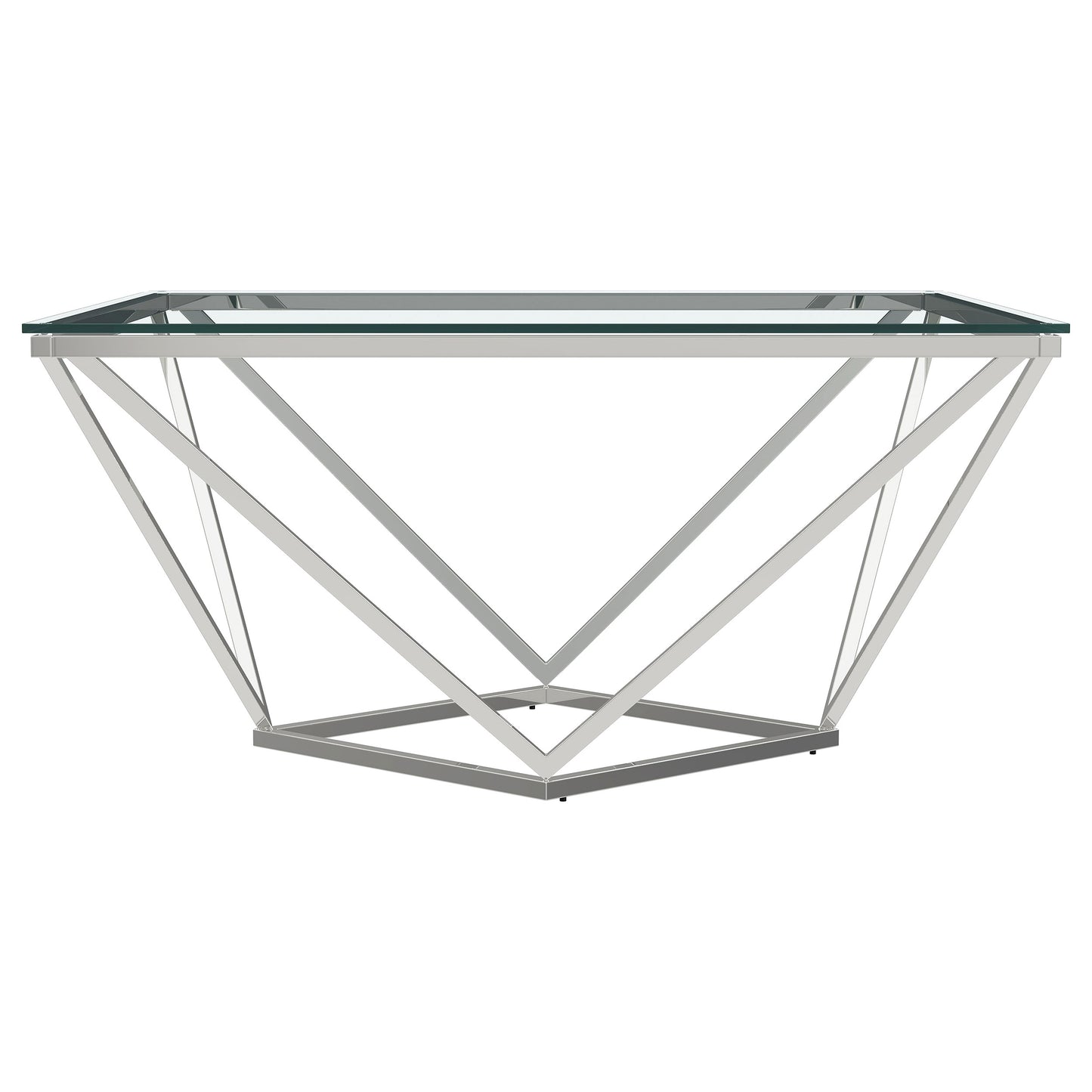 Brittania Square Glass Top Geometric Coffee Table Nickel