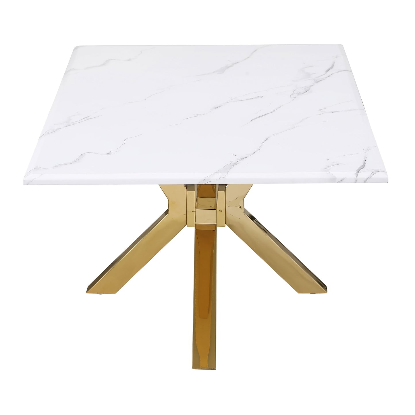 Visalia Faux Marble Top Stainless Steel Coffee Table Gold