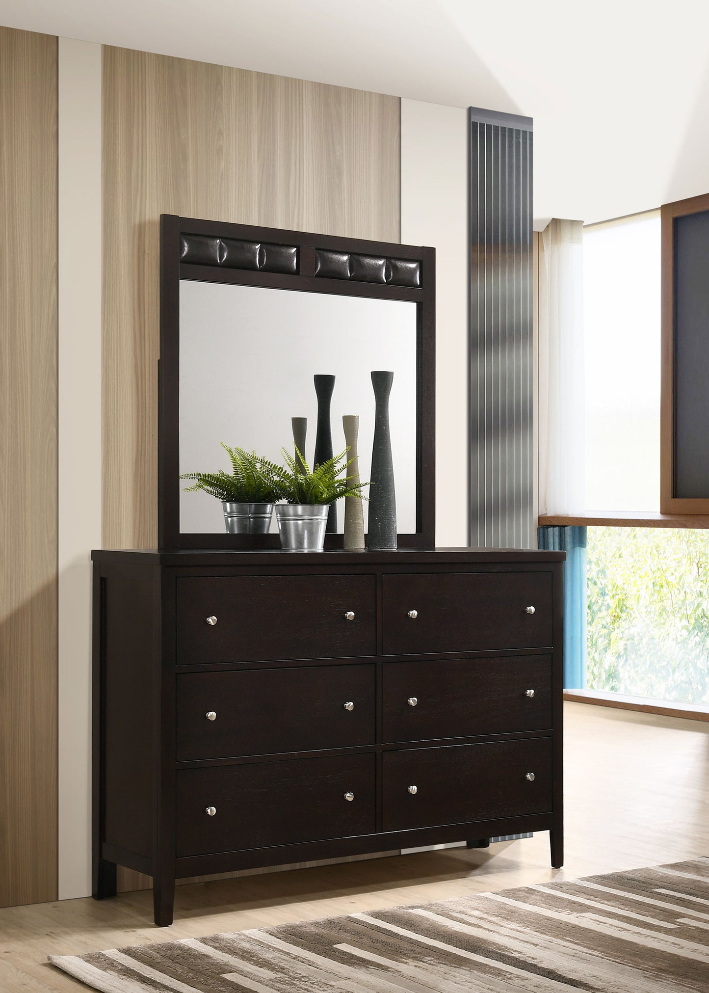 Carlton 6-drawer Dresser with Mirror Cappuccino