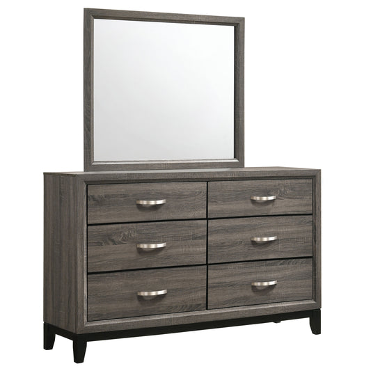 Watson 6-drawer Dresser with Mirror Grey Oak