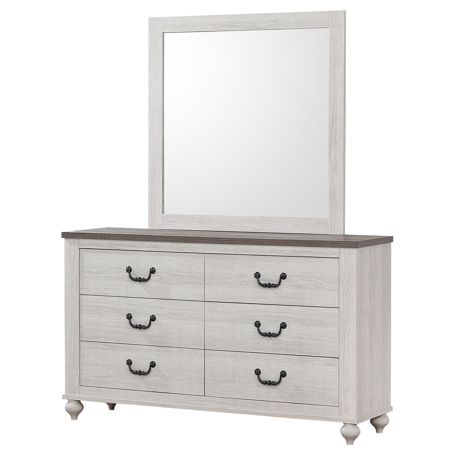 Stillwood 6-drawer Dresser with Mirror Vintage Linen