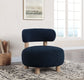 Zonie Boucle Upholstered Barrel Back Accent Chair Blue