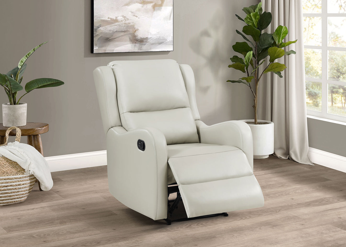 Kelsey Upholstered English Arm Recliner Chair Ivory