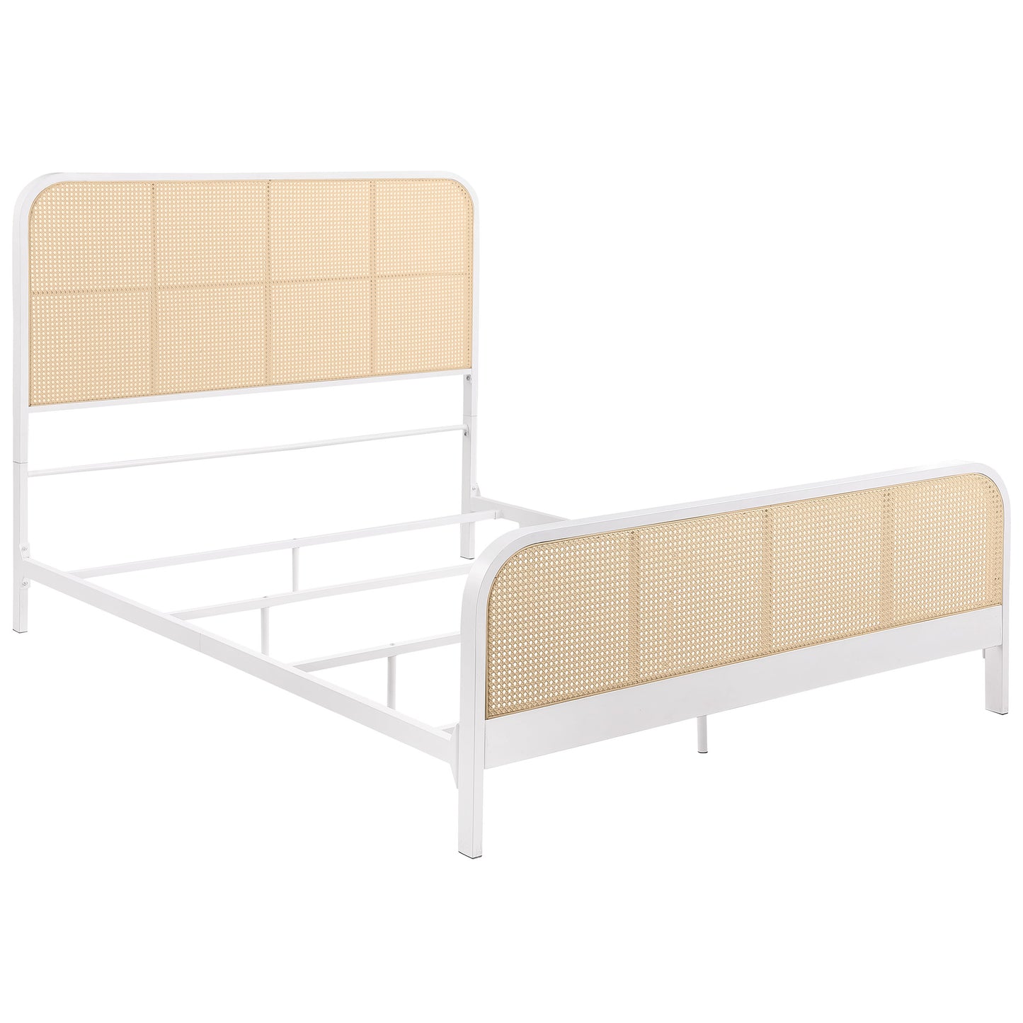 Lanewood Open Cane Webbing Metal Queen Bed White