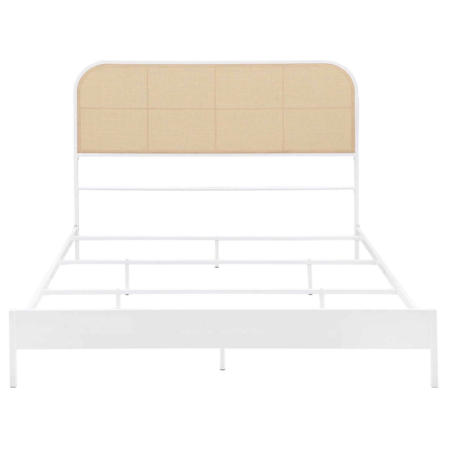 Amherst Radio Weave Rattan Metal Eastern King Bed White