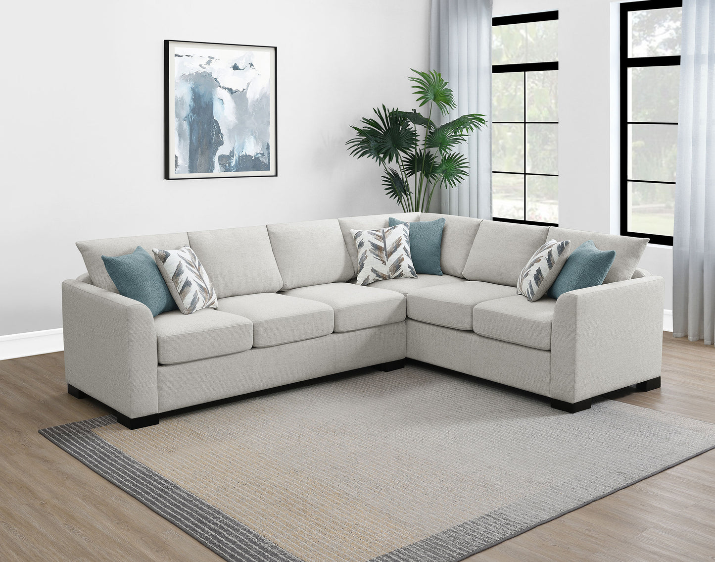 Ashford Chenille Upholstered Sleeper Sectional Sofa Greige