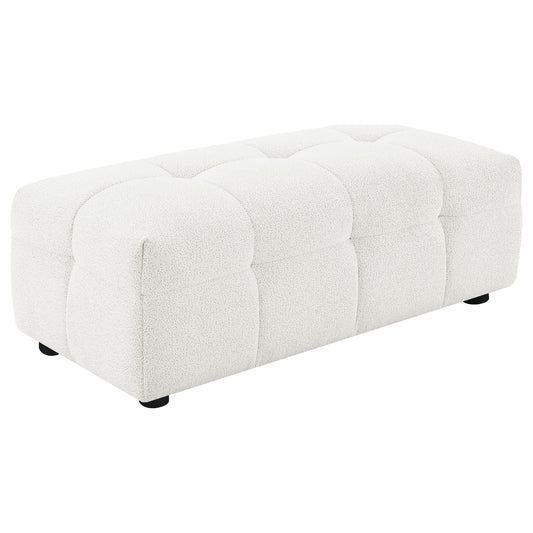 Everly Boucle Upholstered Rectangular Ottoman Off White