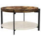 Adhvik Round Wood Top Marble Shelf Coffee Table Natural