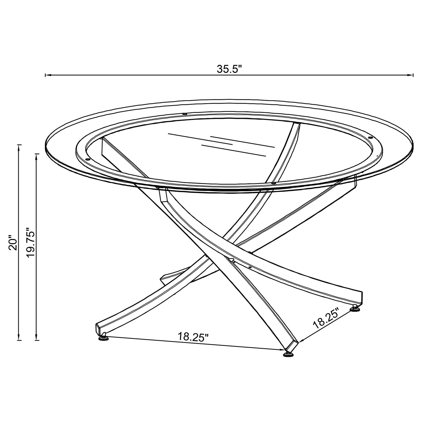 Brooke 3-piece Round Glass Top Coffee Table Set Brass