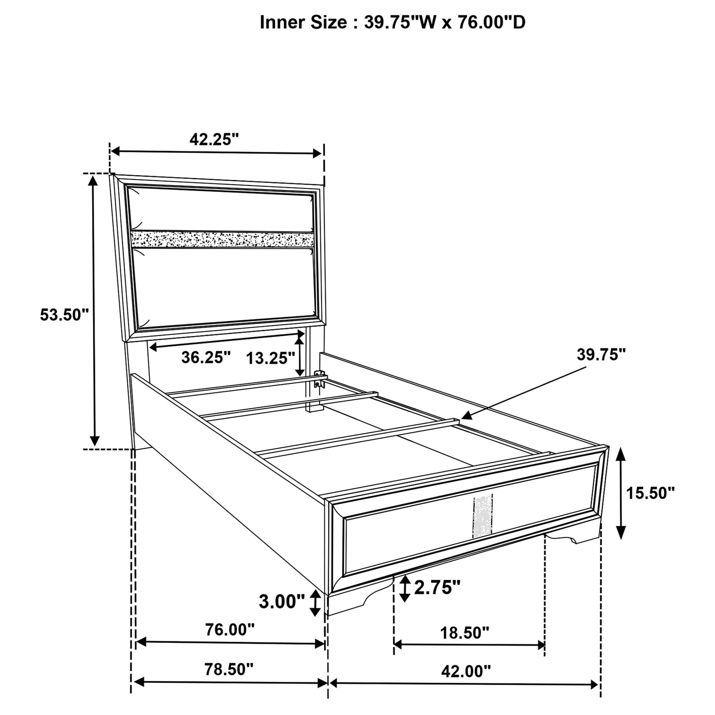 Miranda 5-piece Twin Bedroom Set Black