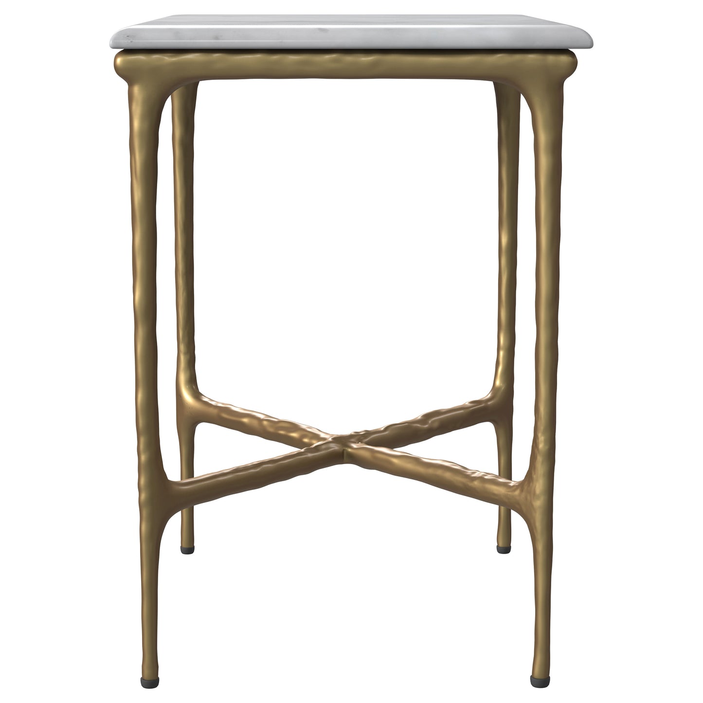 Baldwin Rectangular Marble Top Side Table White and Gold