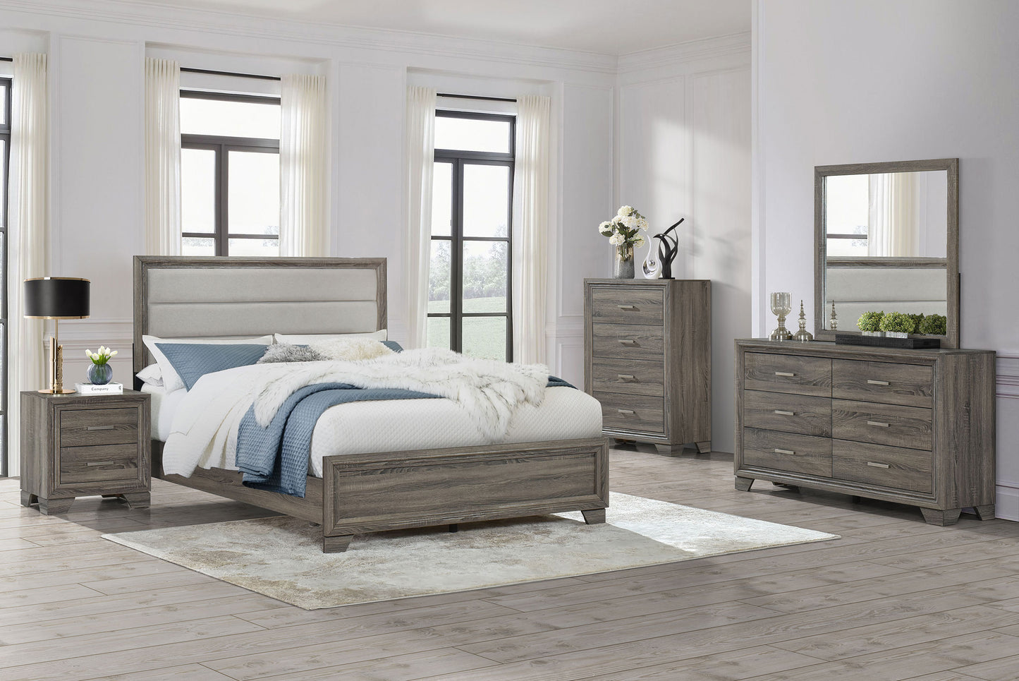 Wright 5-piece Eastern King Bedroom Set Brown Oak