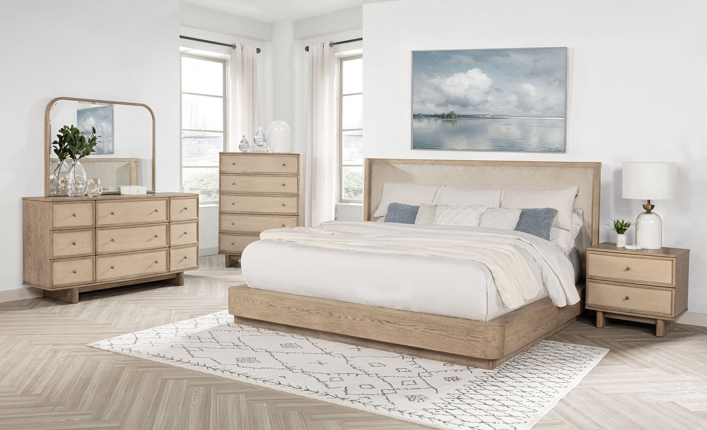 Kailani 5-piece Eastern King Bedroom Set Beige Oak