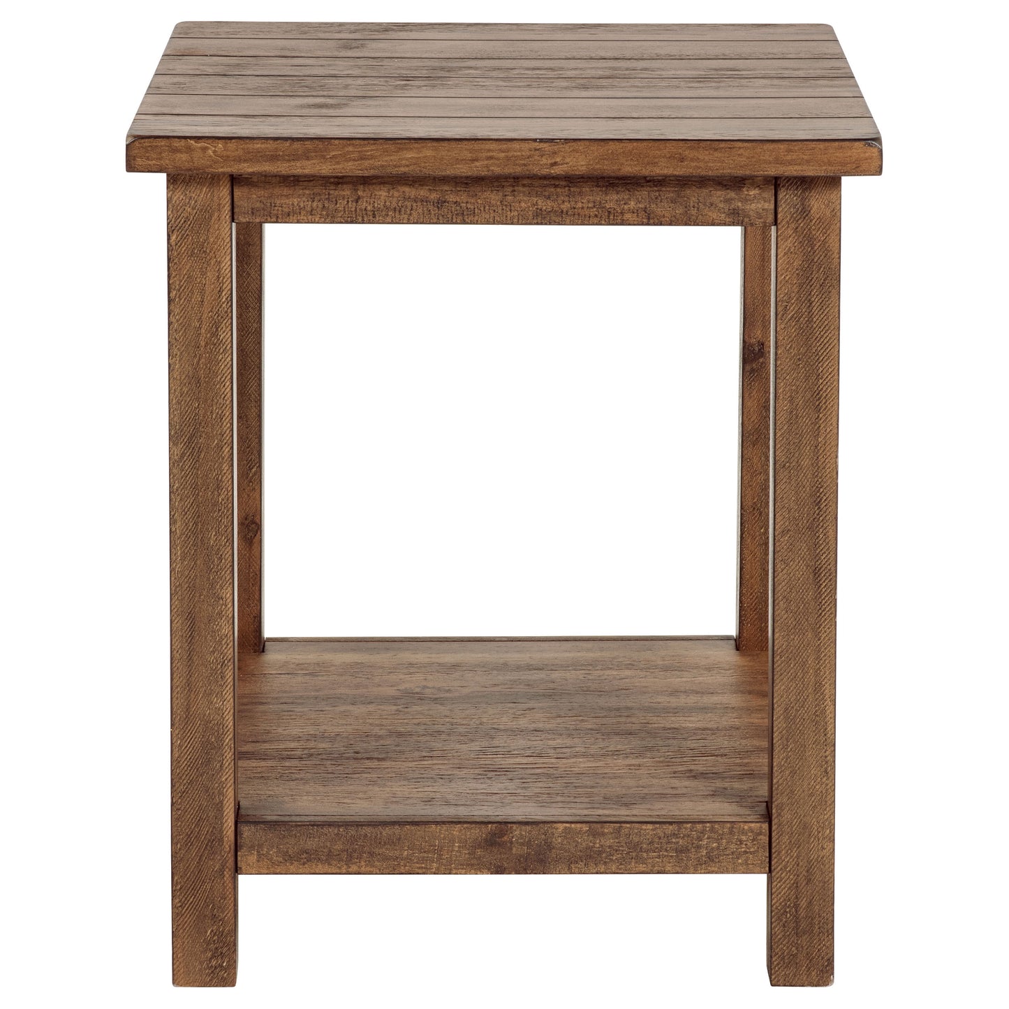 Payne Wood End Table with Shelf Distressed Brown