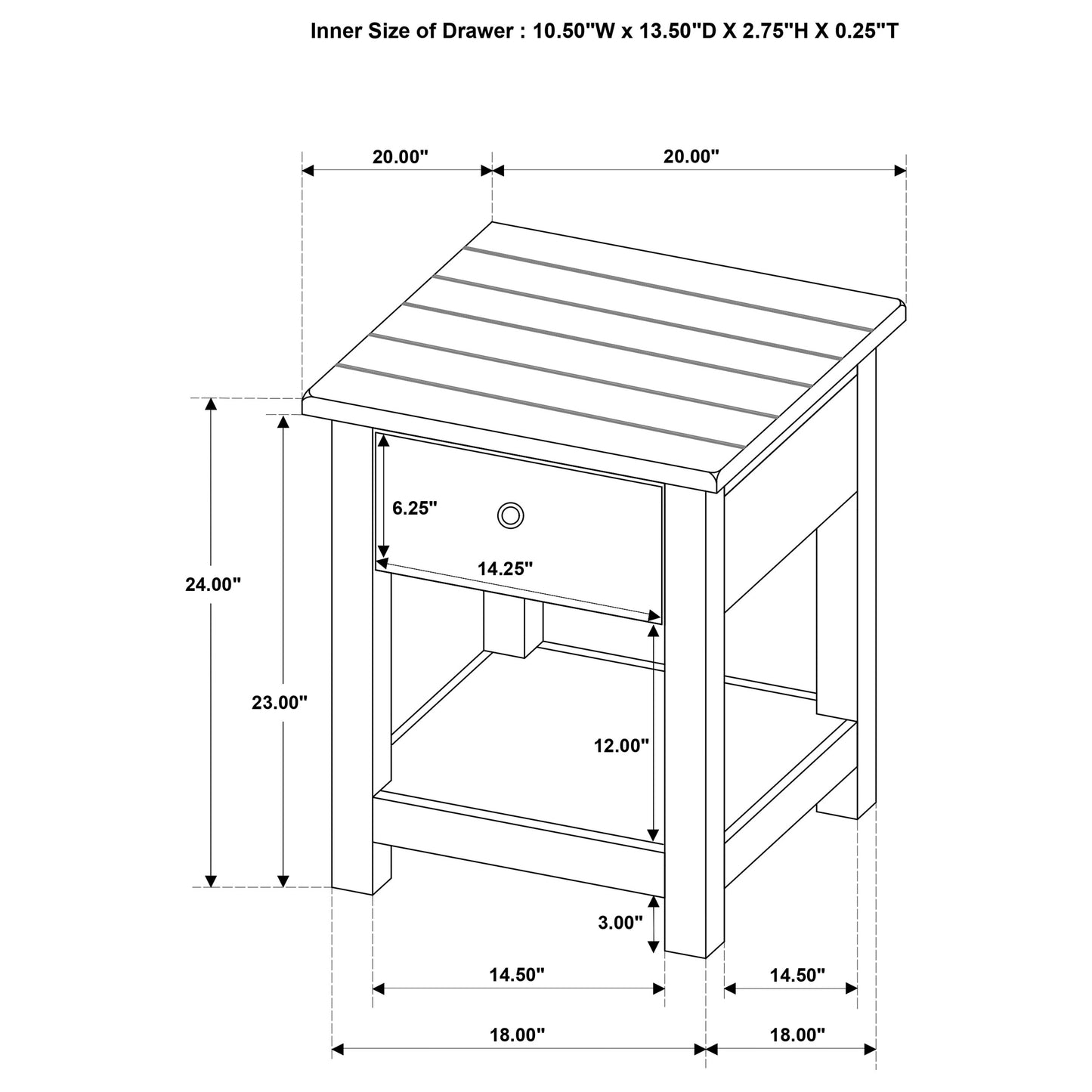 Payne 1-drawer Wood End Table with Shelf Java