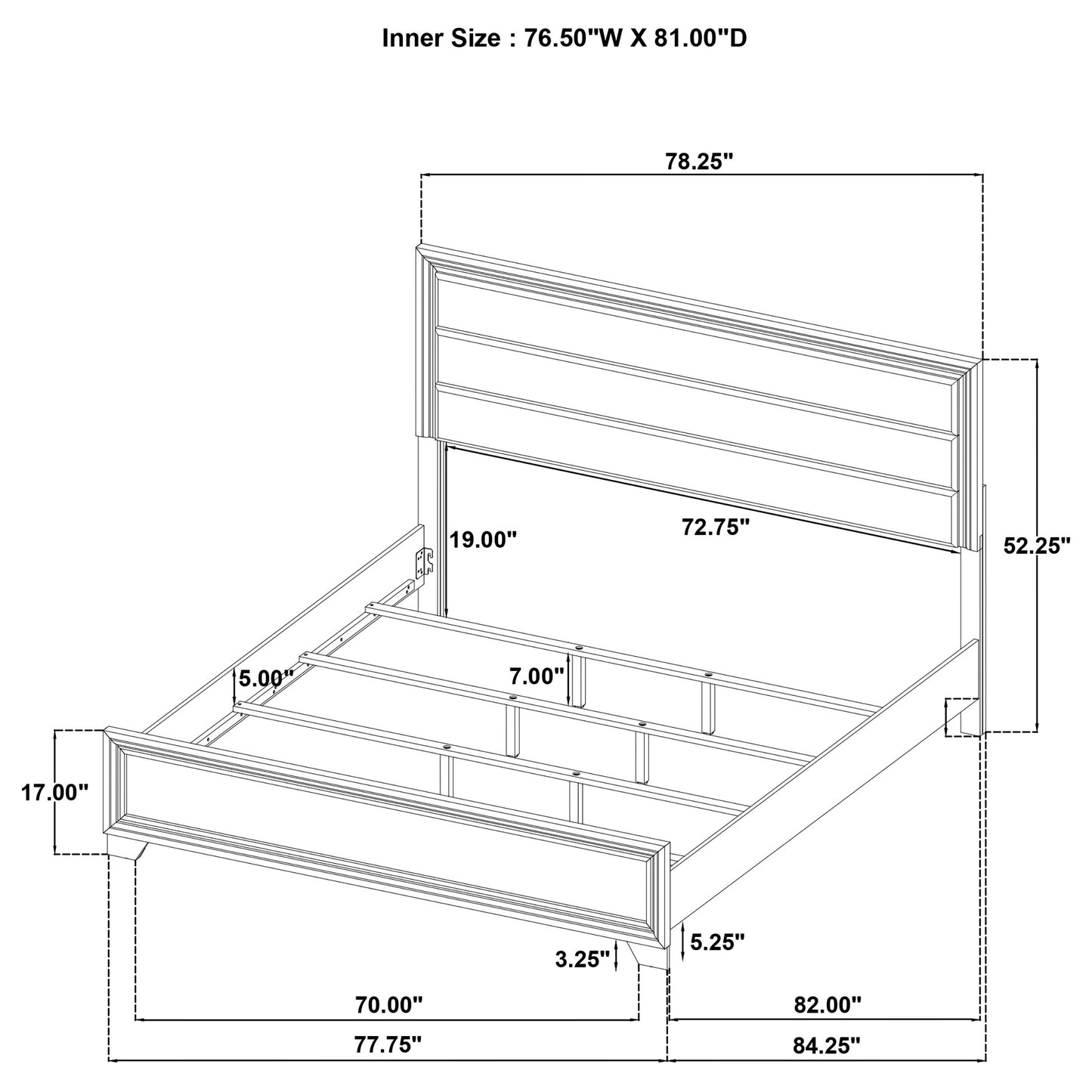 Wright 52-inch Upholstered Eastern King Bed Brown Oak