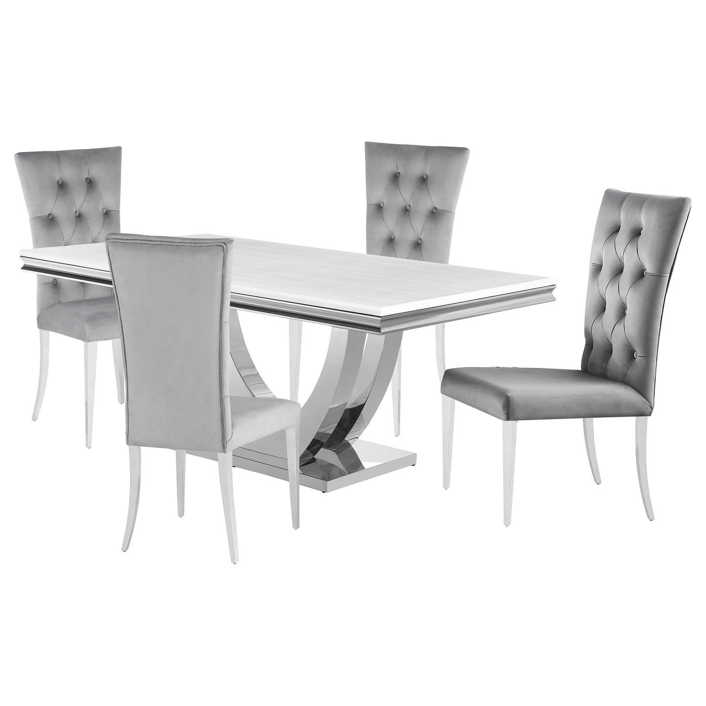 Kerwin 5-piece Rectangular Dining Table Set Grey and Chrome