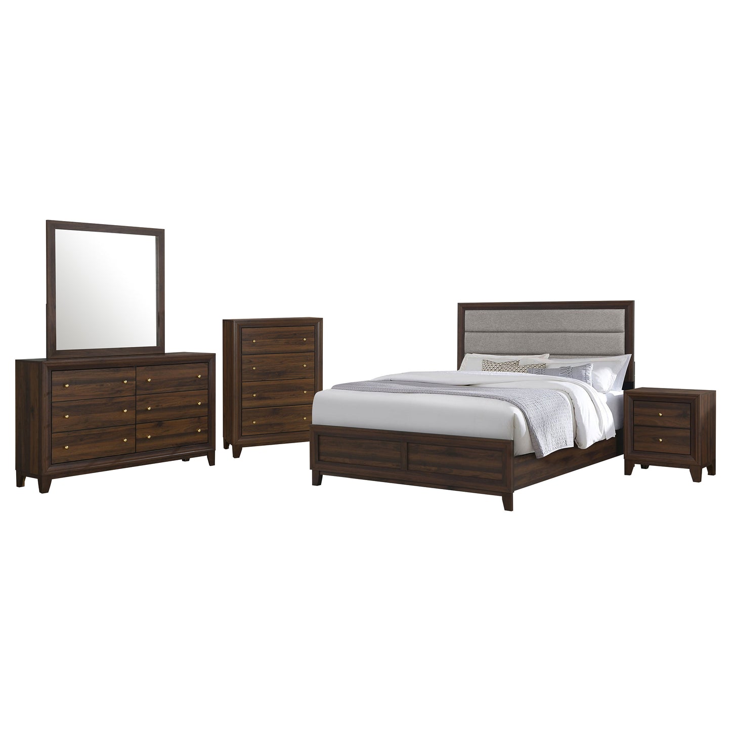 Welsley 5-piece California King Bedroom Set Walnut