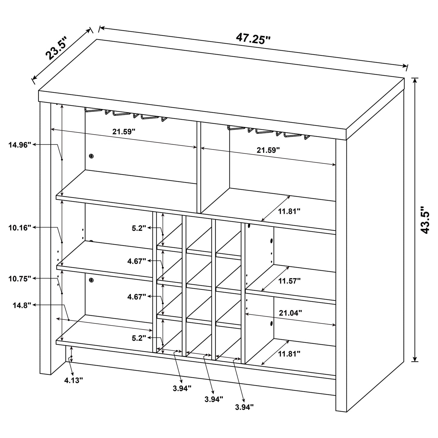 Topanga Engineered Wood Freestanding Home Bar Mango