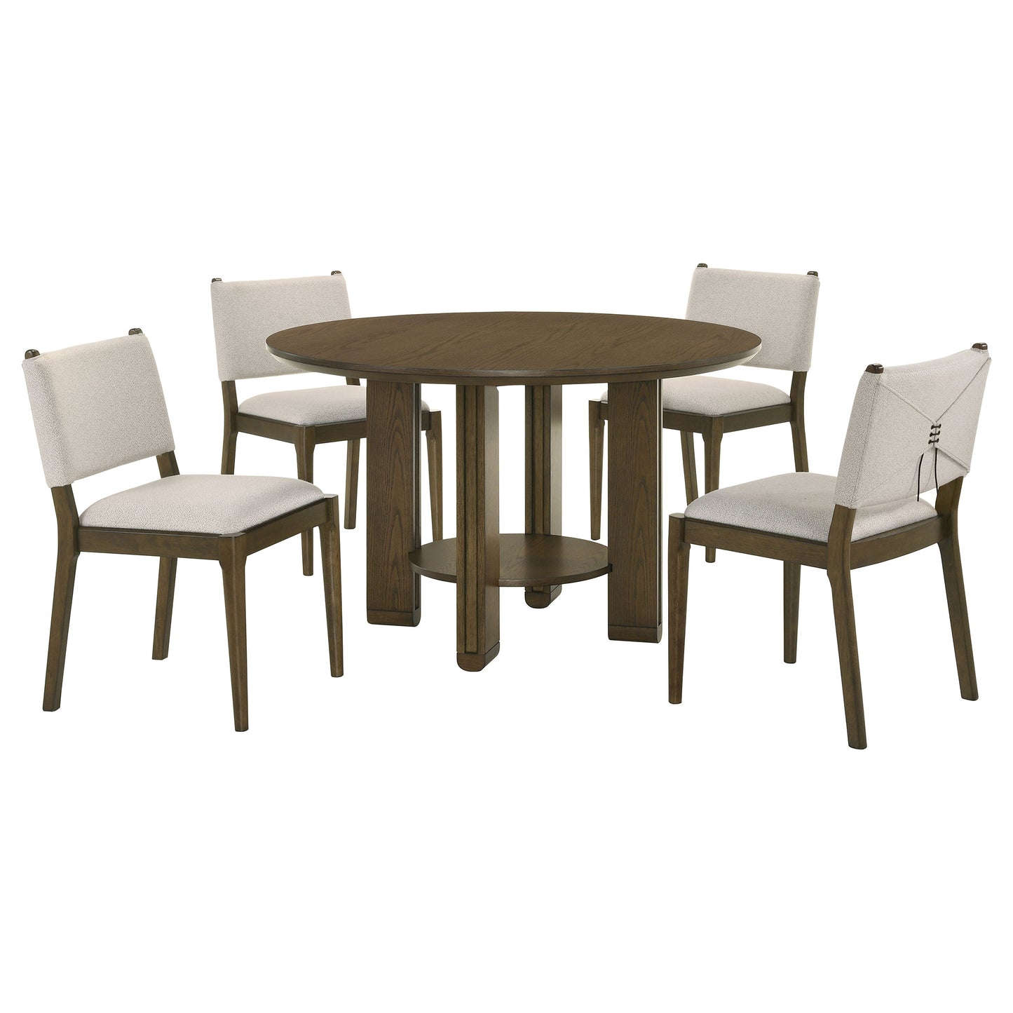 Ottowa 5-piece Round Wood Dining Room Table Set Brown