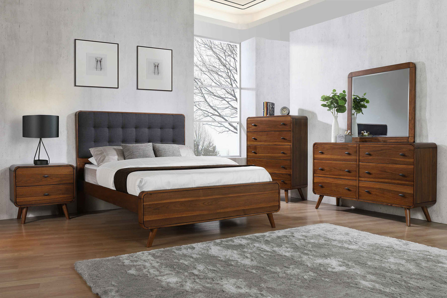 Robyn Wood Full Platform Bed Dark Walnut