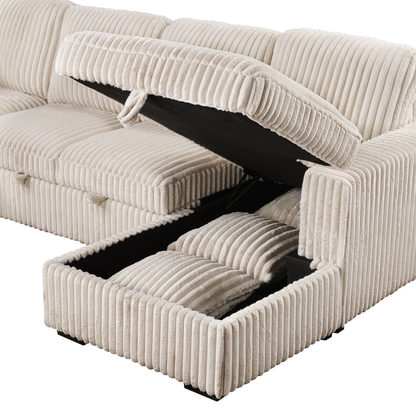 Devonshire Sleeper Sectional Sofa Storage Chaise Camel