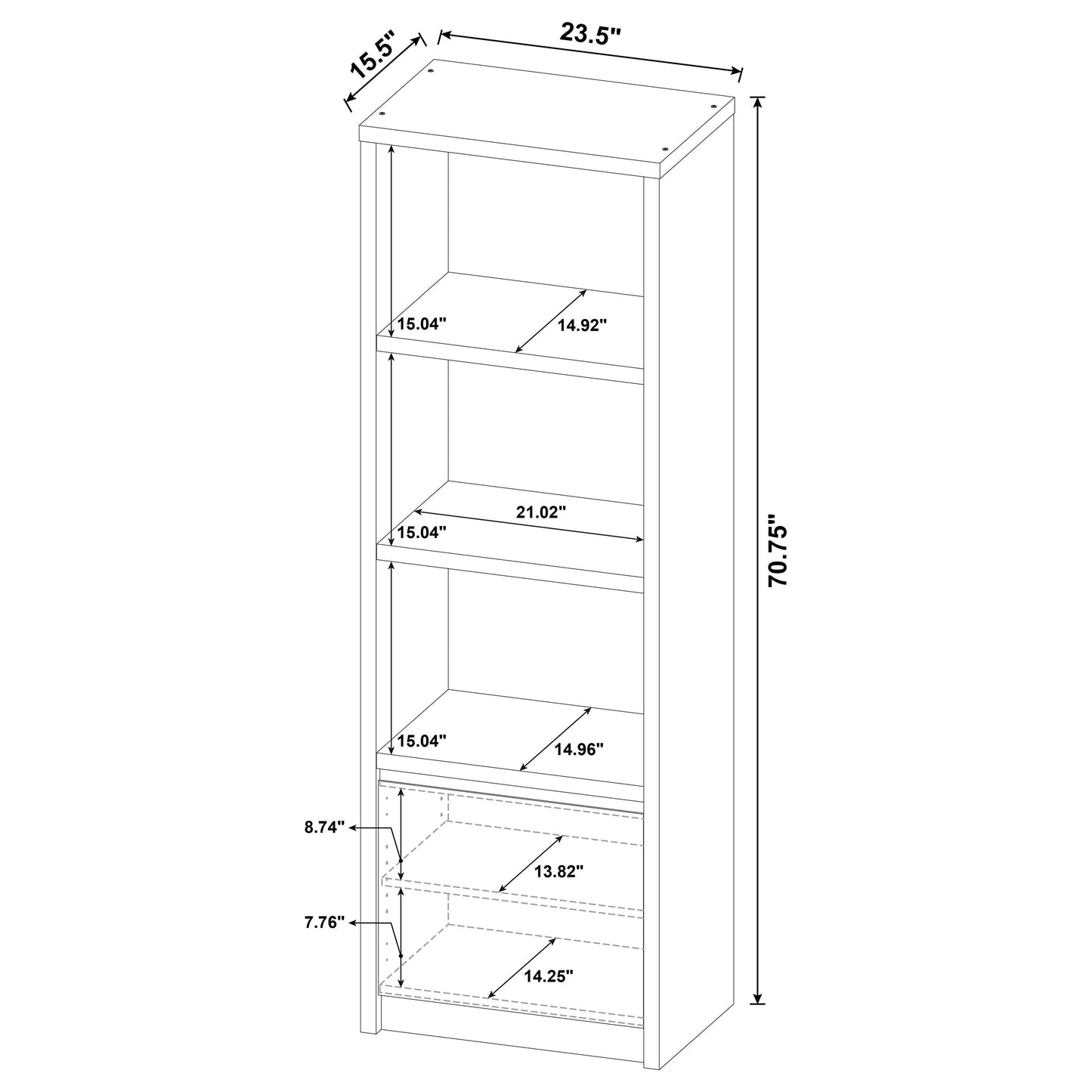 Winfield 3-sheld Media Tower Entertainment Pier Black