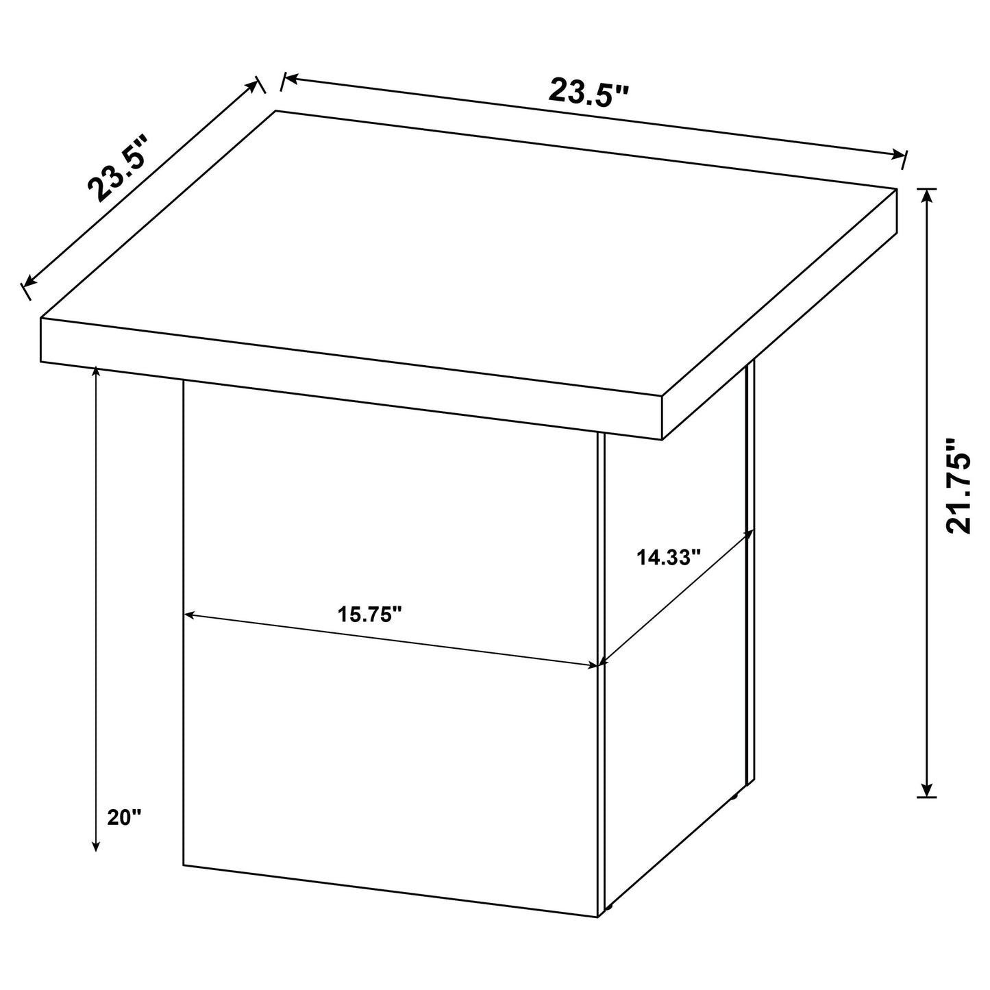 Max Square Engineered Laminate End Side Table Black