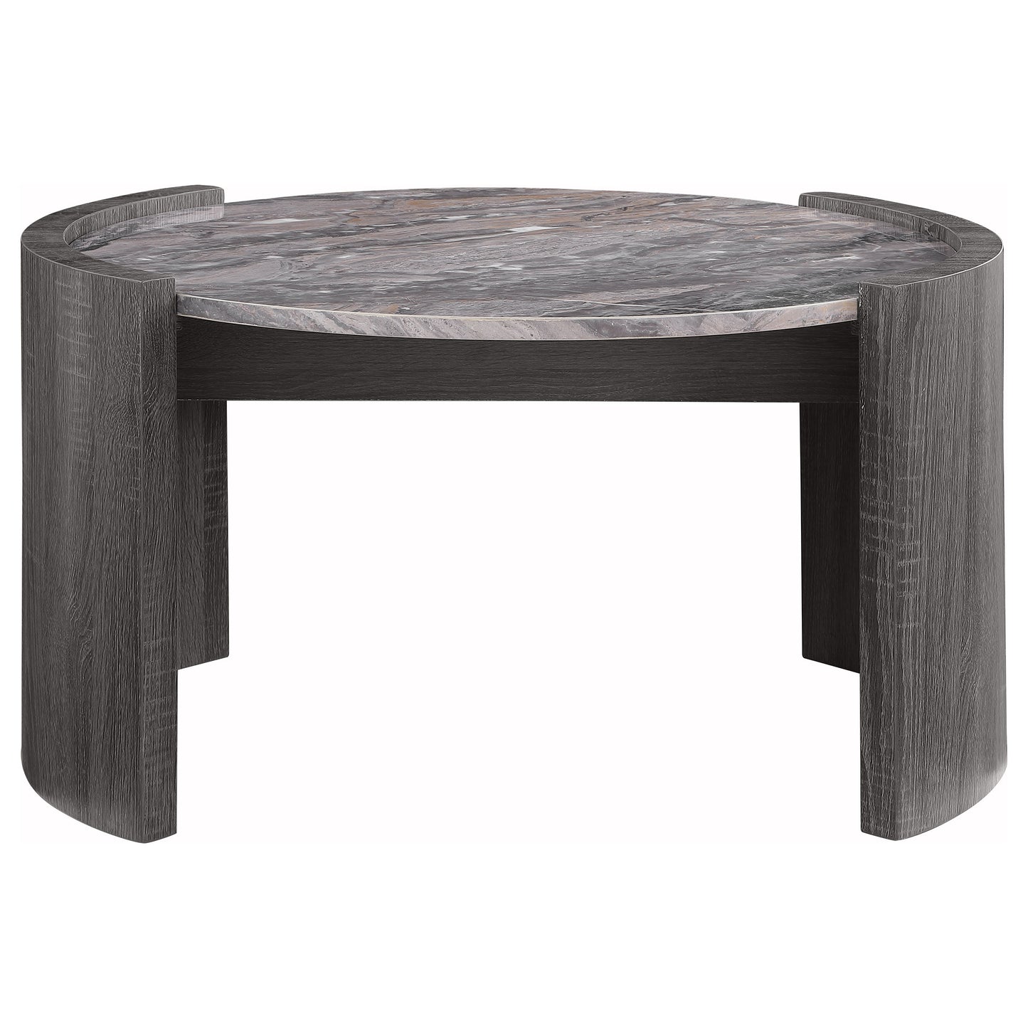 Gladstone Round Faux Marble Top Coffee Table Distressed Grey