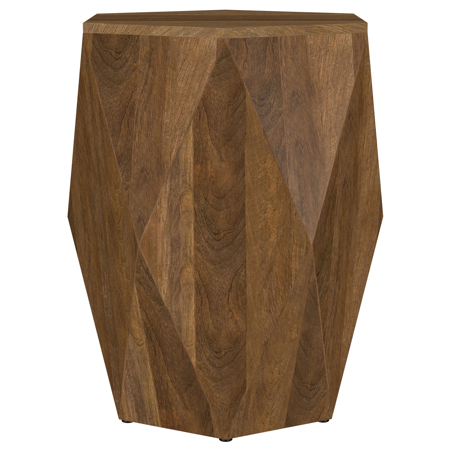 Zalika Hexagonal Solid Mango Wood End Table Natural