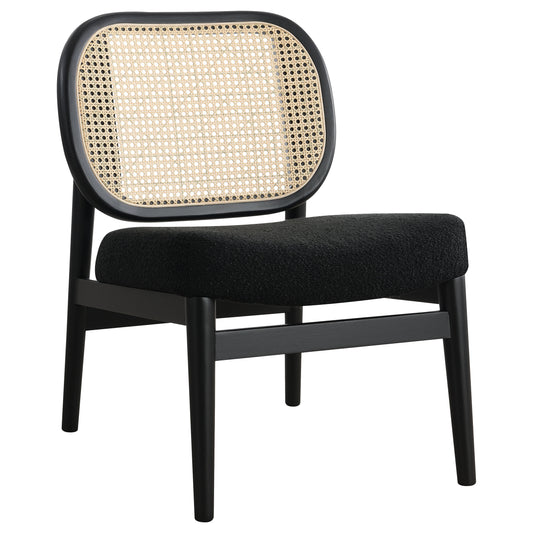 Rayo Rattan Cane Back Accent Chair with Padded Seat Black