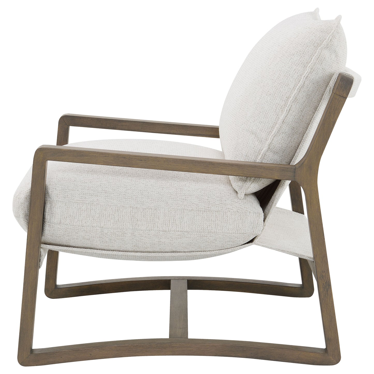 Geneva Boucle Upholstered Wood Arm Accent Chair Sand