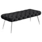 Ella Upholstered Tufted Bench Stainless Steel Legs Black