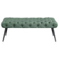 Ella Upholstered Tufted Bench Stainless Steel Legs Teal