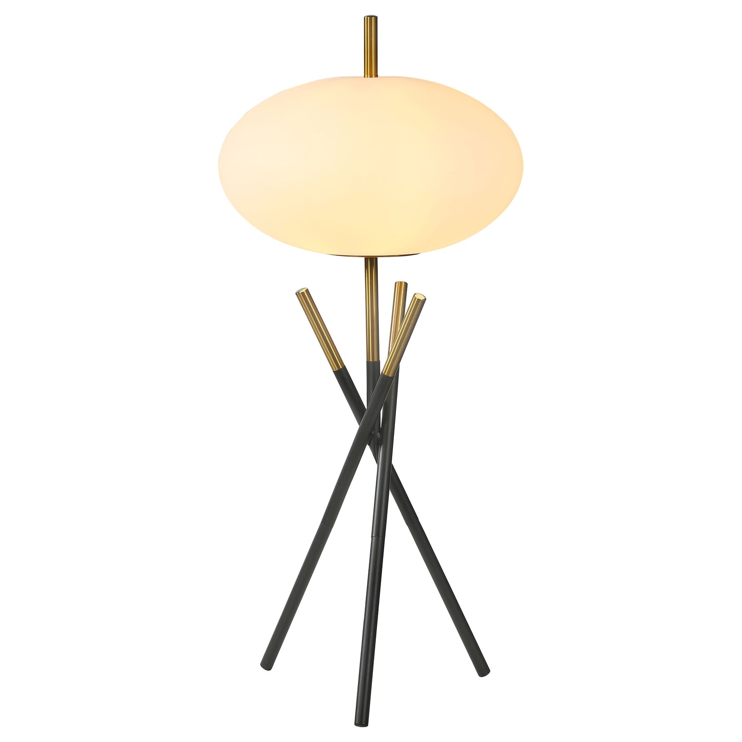 Layton White Orb Shade Tripod Table Lamp Black