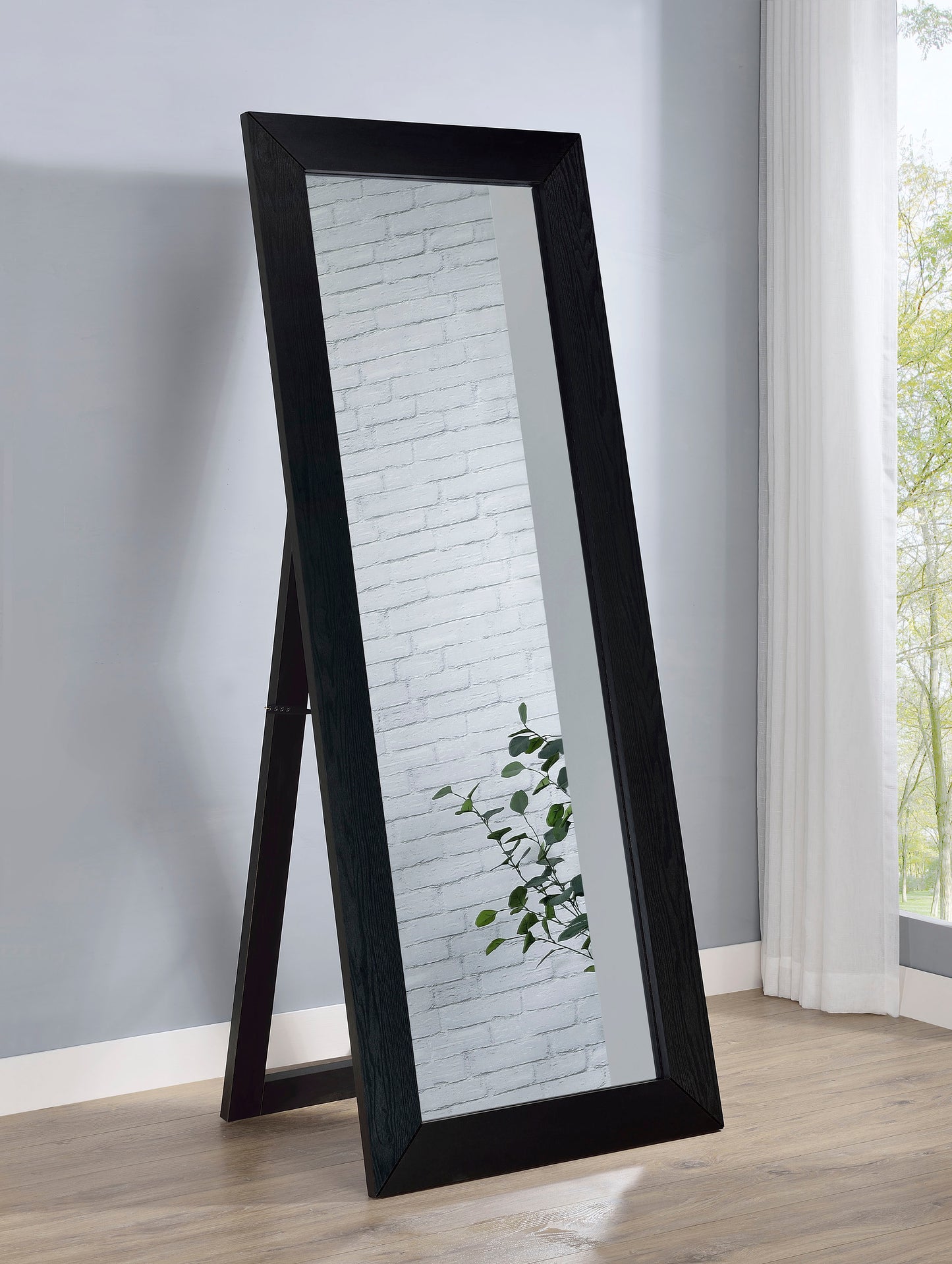 Cadence Tempered Glass Full Length Standing Mirror Black Oak