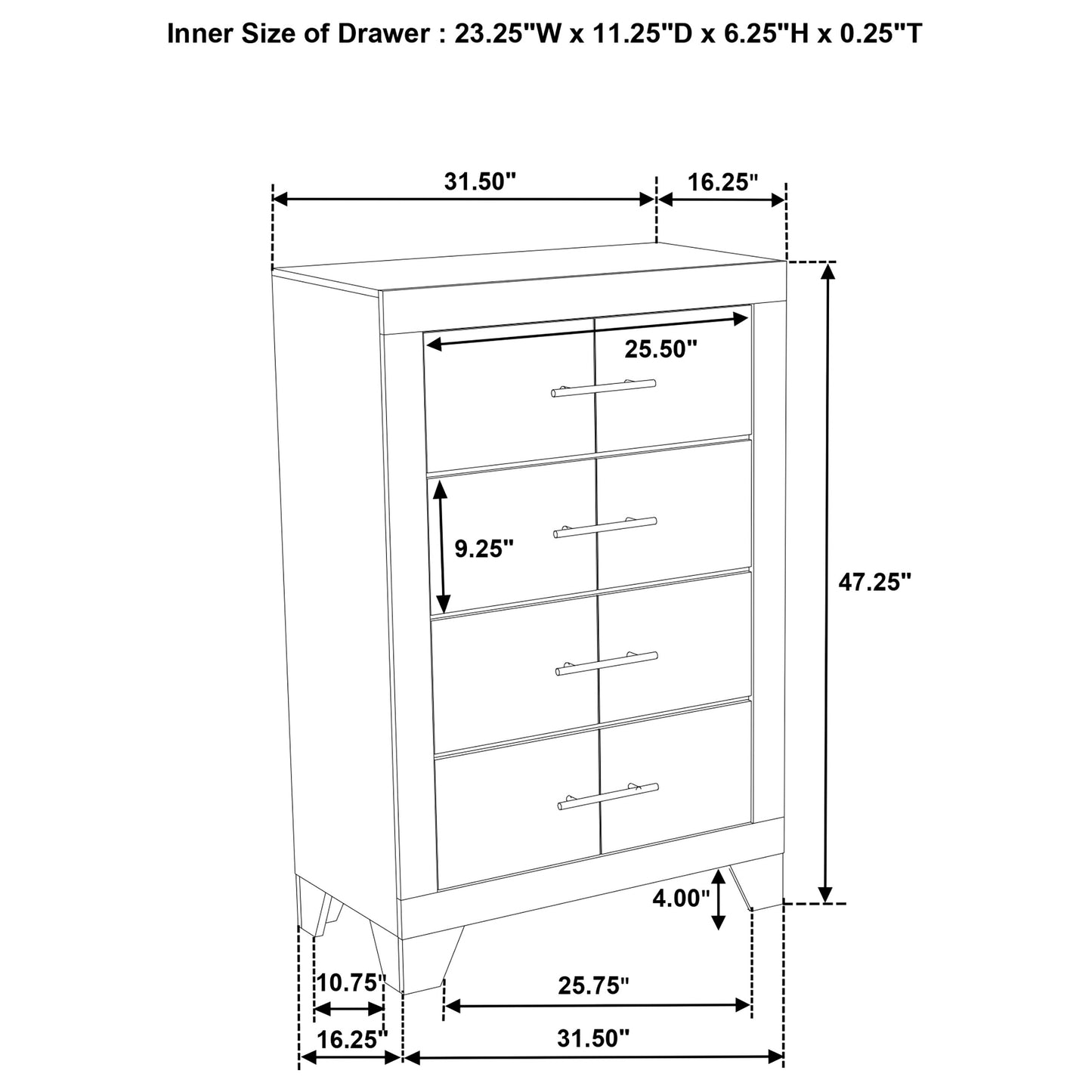 Trenton 4-drawer Bedroom Chest of Drawers Rustic Cream