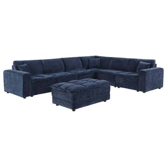 Atlantic 7-piece Upholstered Modular Sectional Sofa Blue