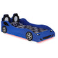 Cruiser Wood Twin LED Race Car Bed and 7-inch Mattress Blue