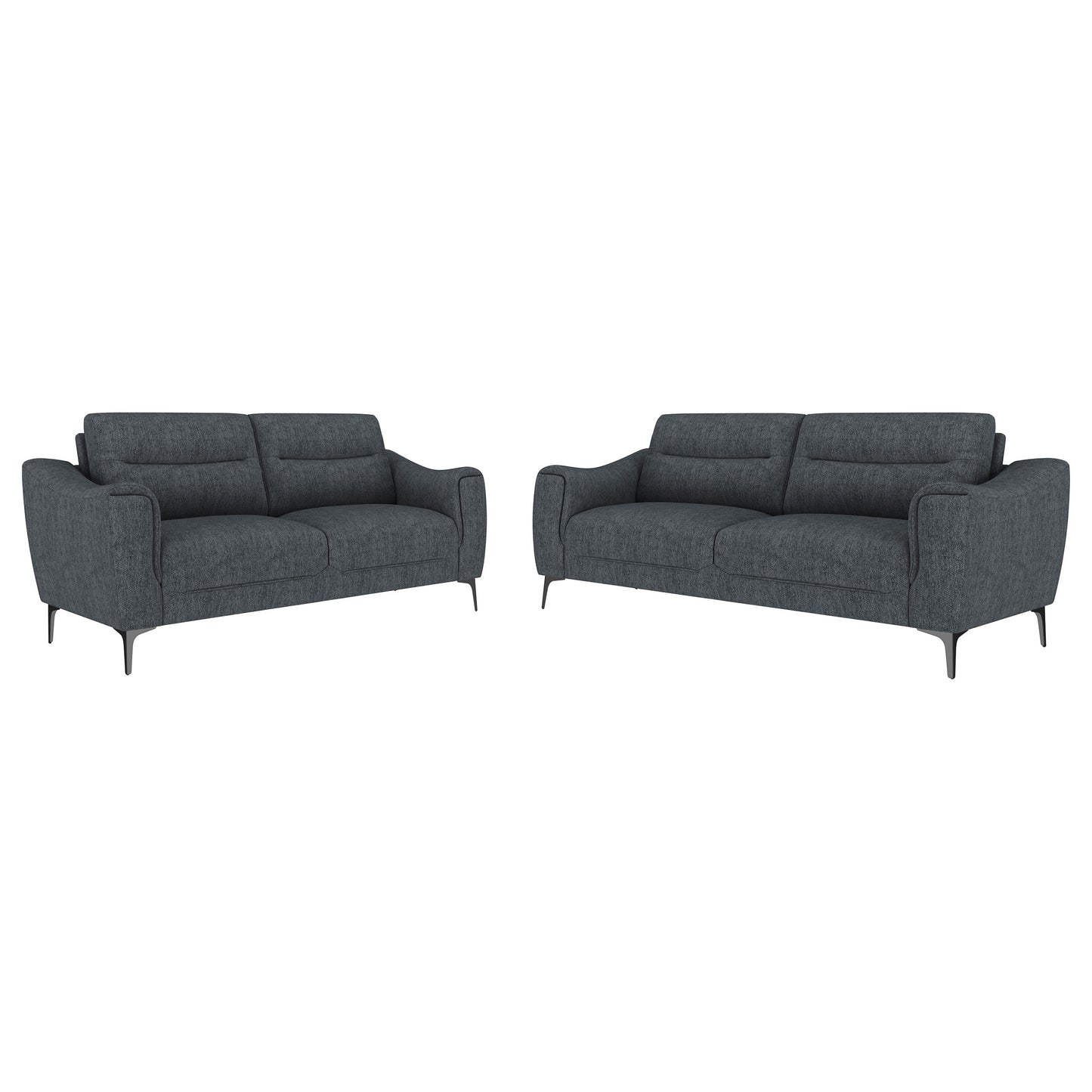 Nolan 2-piece Upholstered Sofa Set Charcoal