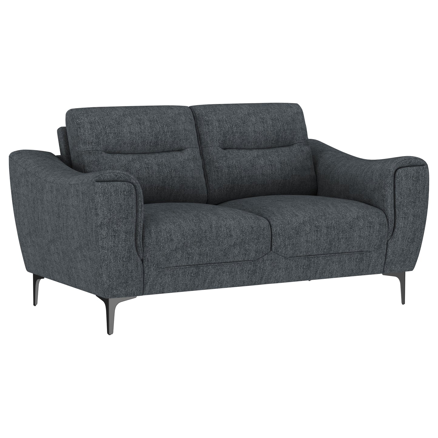 Nolan Upholstered Sloped Track Arm Loveseat Charcoal